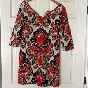 J. Crew Red/Orange and deep blue Linen Mini Dress size 6